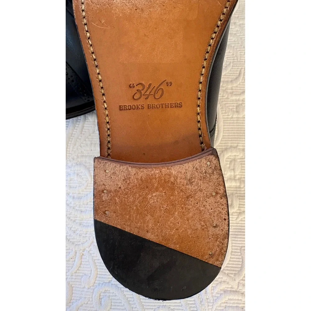 Brooks Brothers 346 Black Leather Cap‎ Toe Oxford Dress Shoes Men's Size 9.5D